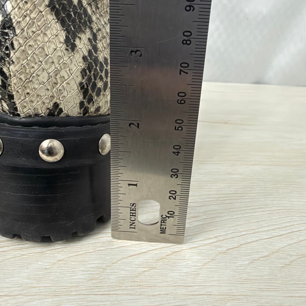 Schutz Andrea Boots Womens Size 7.5 B Snake Print Studded Side Zip Lace Up - Picture 5 of 13